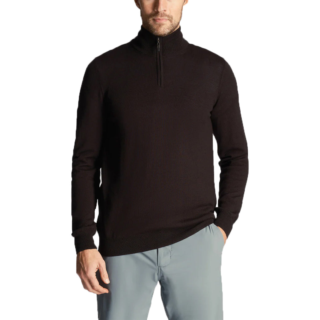 Lyle & Scott Tonal Eagle Merino 1/4 Zip Pullover - Jet Black