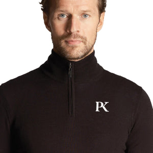 Lyle & Scott Tonal Eagle 1/4 Zip Knit - Jet Black