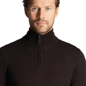Lyle & Scott Tonal Eagle Merino 1/4 Zip Pullover - Jet Black