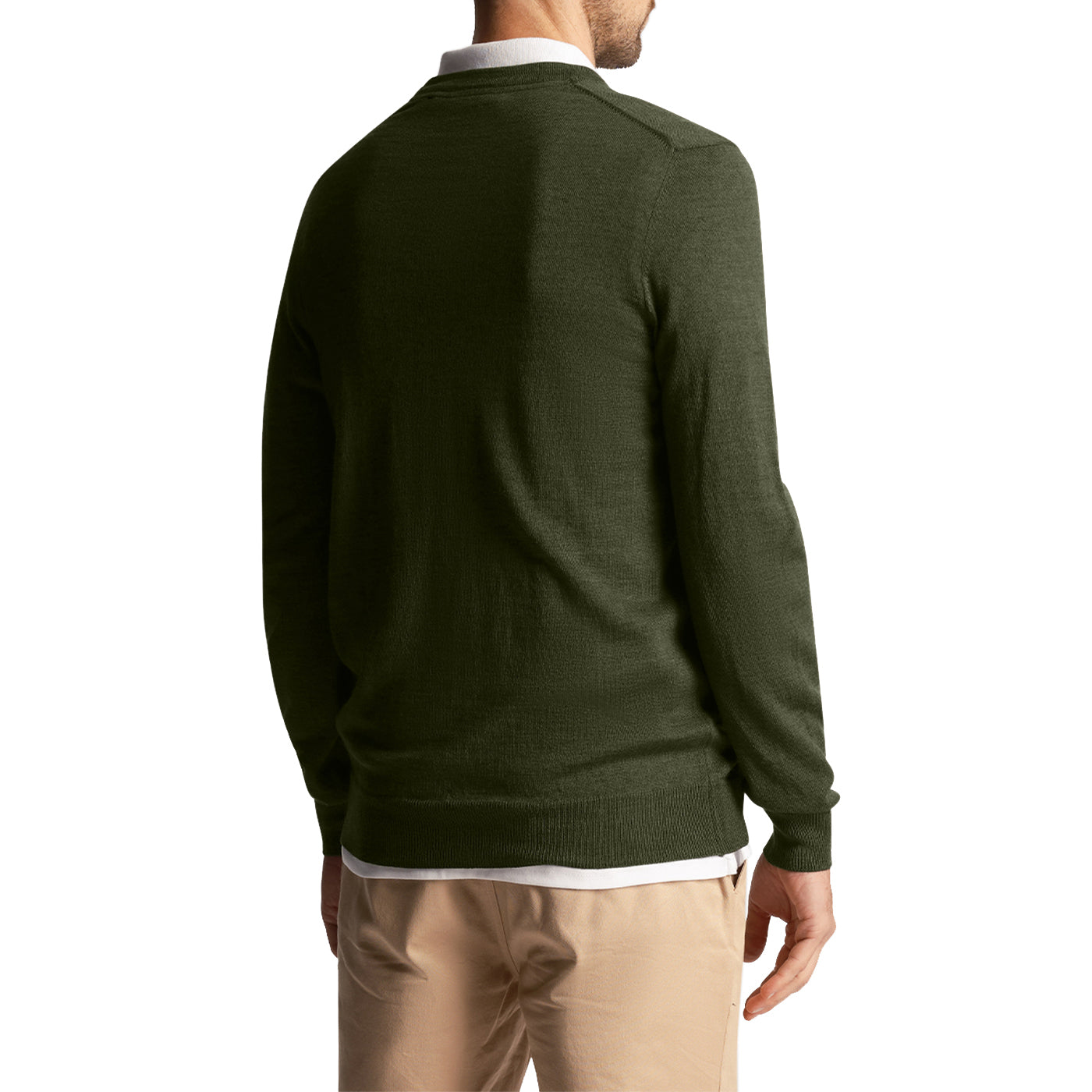 Lyle & Scott Tonal Eagle V Neck Knit - Cactus Green