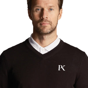 Lyle & Scott Tonal Eagle V Neck Knit - Jet Black