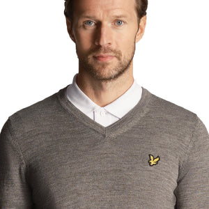 Lyle & Scott Golf V Neck Pullover - Mid Grey Marl