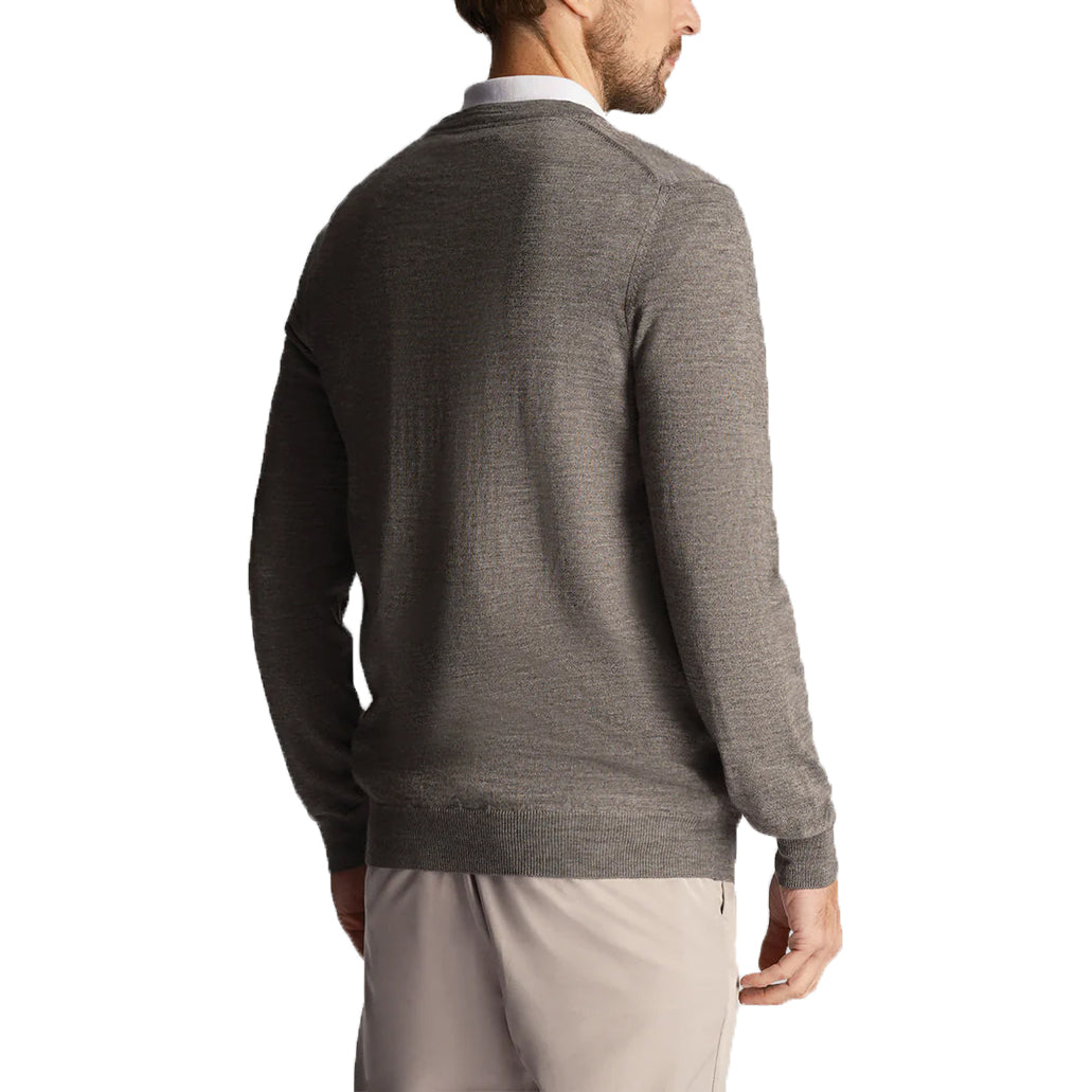 Lyle & Scott Tonal Eagle V Neck Knit - Mid Grey Marl