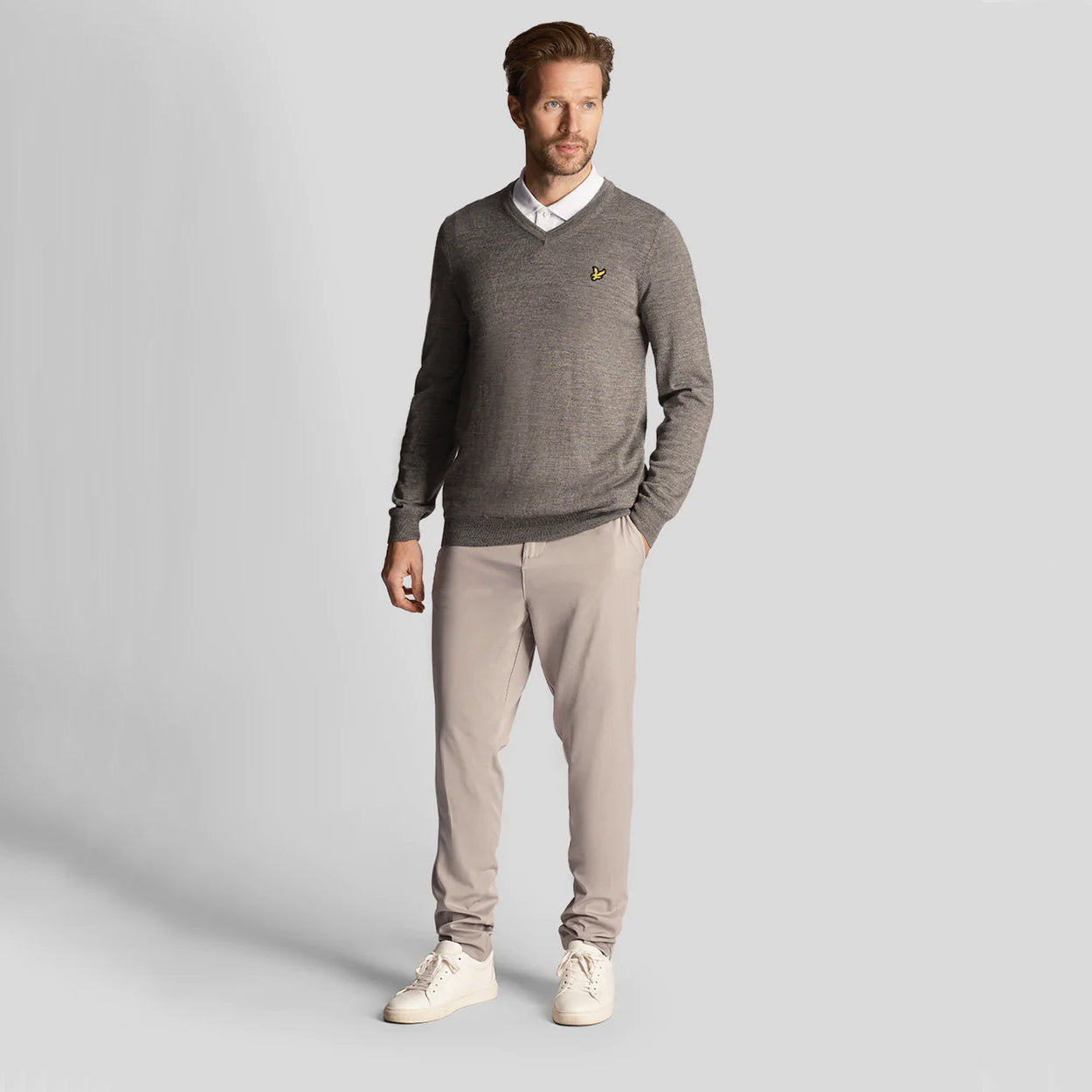 Lyle & Scott Golf V Neck Pullover - Mid Grey Marl