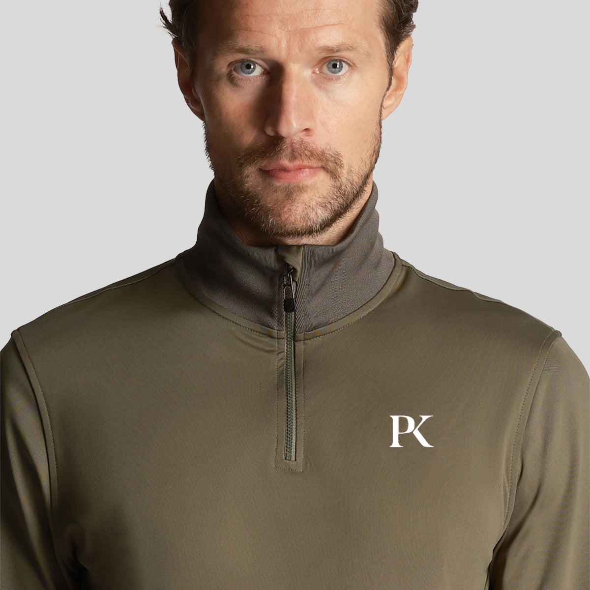 Lyle & Scott Tonal Eagle Tech 1/4 Zip Midlayer - Cactus Green