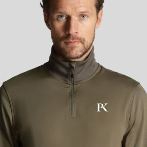 Lyle & Scott Tonal Eagle Tech 1/4 Zip Midlayer - Cactus Green