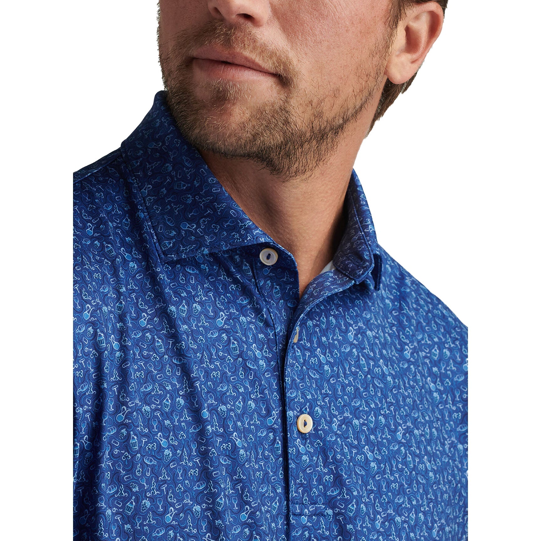 Peter Millar Wine Country Performance Jersey Polo Golf Shirt - Sport Navy