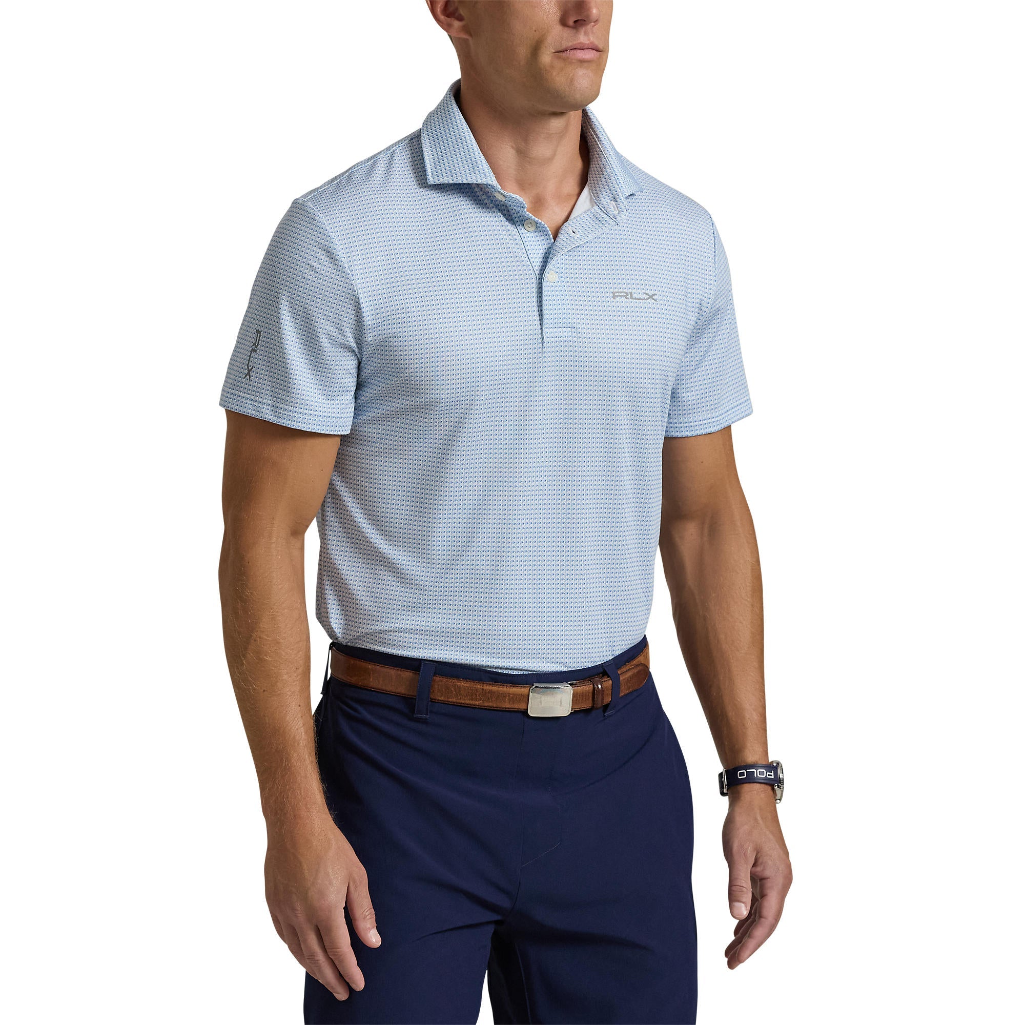 RLX Ralph Lauren Printed Lightweight Airflow Golf Polo Shirt - Estate Blue Clubhouse Tex