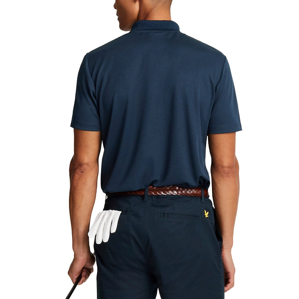 Lyle & Scott Tonal Embroidered Tech Golf Polo Shirt - Dark Navy