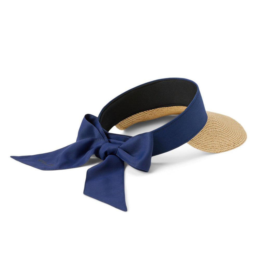 RLX Ralph Lauren Women's Woven Brim Seft-Tie Visor - Refinded Navy