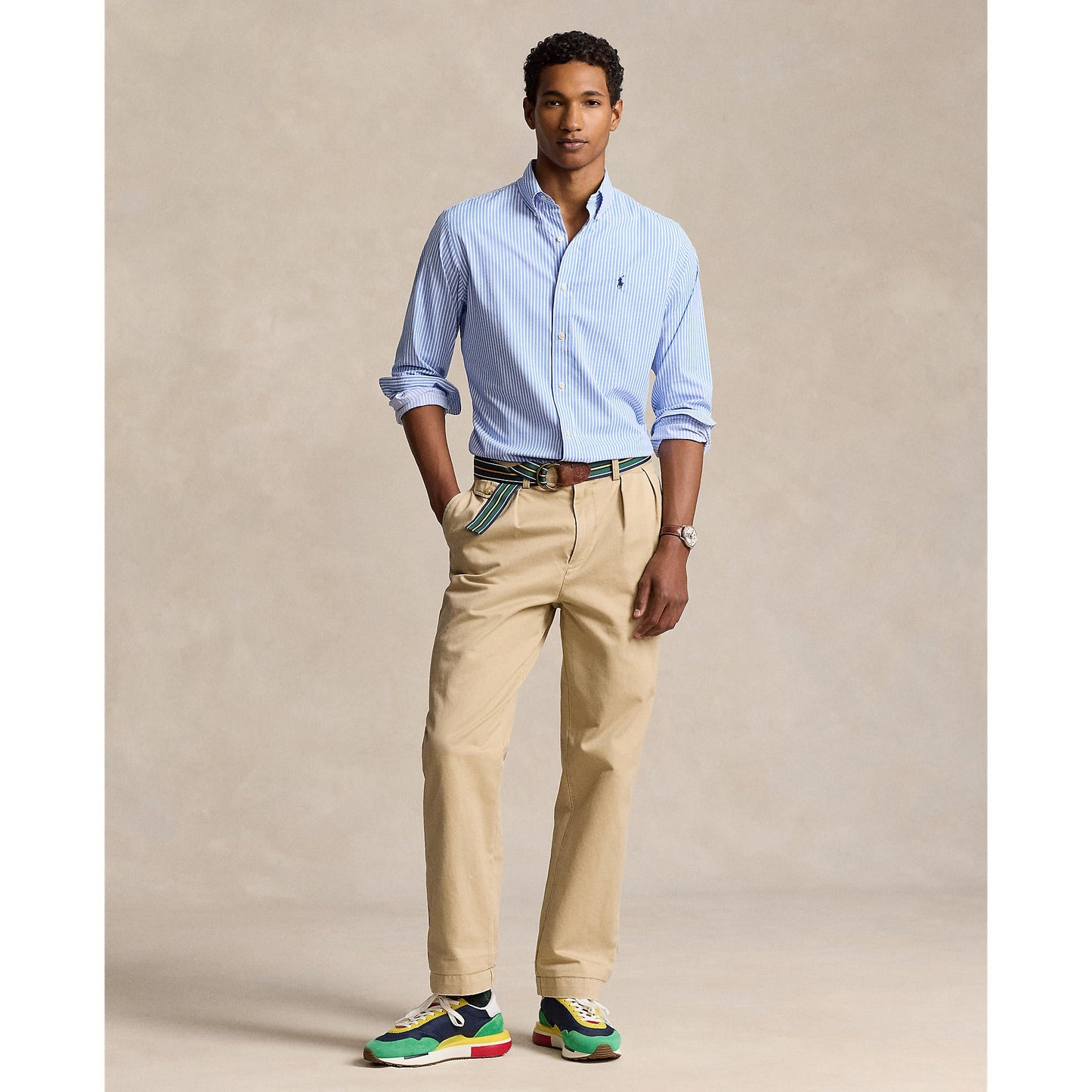 Polo Performance Ralph Lauren Classic Fit Striped Performance Shirt - Bay Blue/White