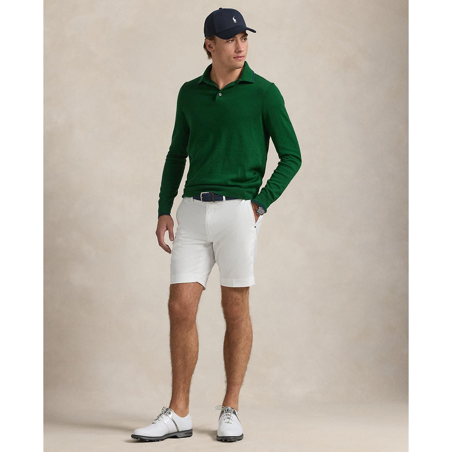 RLX Ralph Lauren Performance Polo-Collar Golf Sweater - New Forest