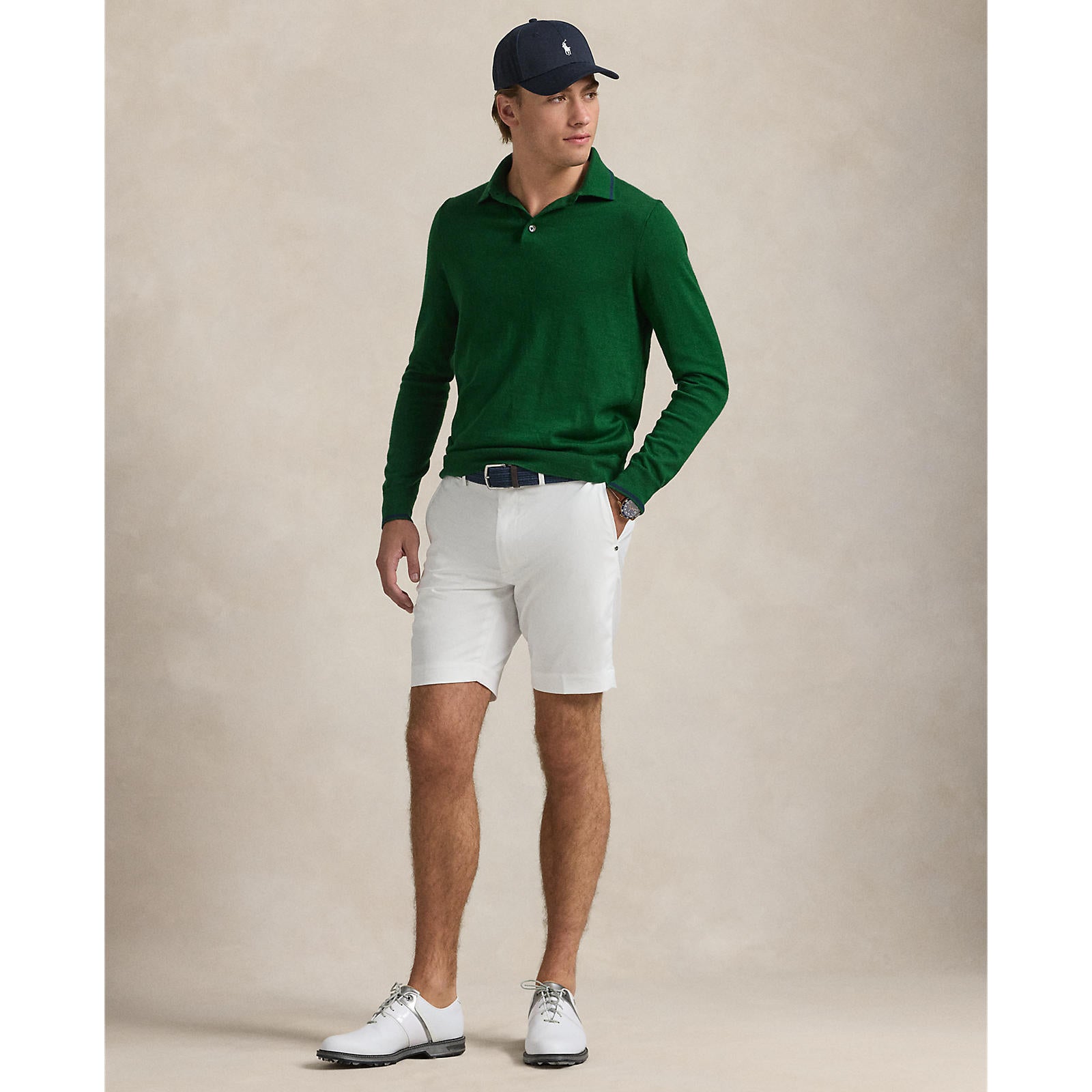 RLX Ralph Lauren Performance Polo-Collar Golf Sweater - New Forest