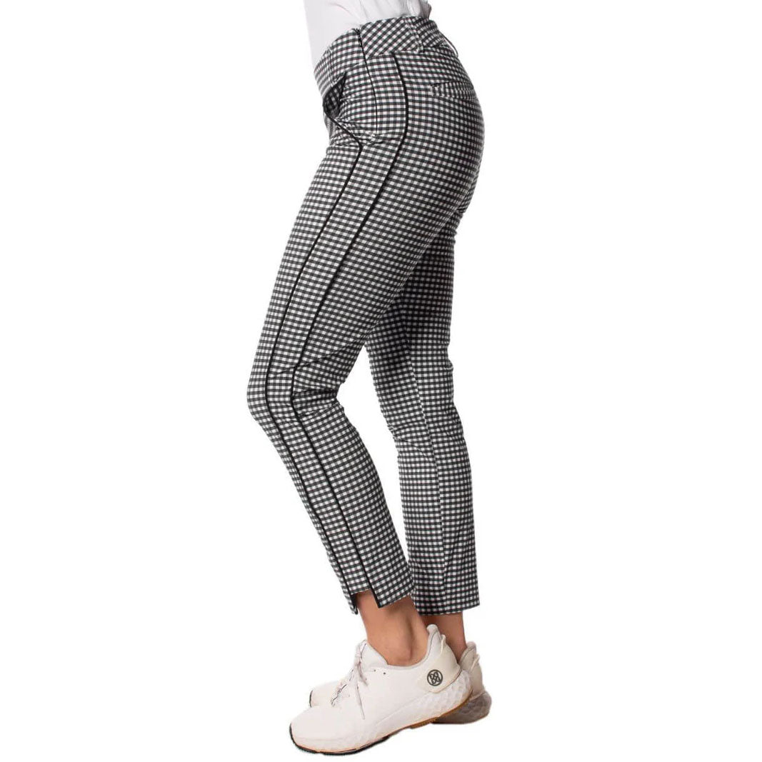 Golftini Women's Stretch Ankle Golf Pants - Black/White/Check