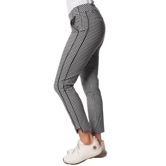 Golftini Women's Stretch Ankle Golf Pants - Black/White/Check