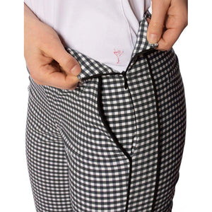 Golftini Women's Stretch Ankle Golf Pants - Black/White/Check
