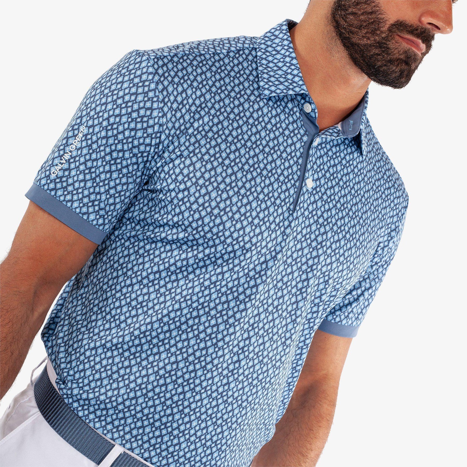 Galvin Green Manuel Golf Shirt - Moonlight Blue/White