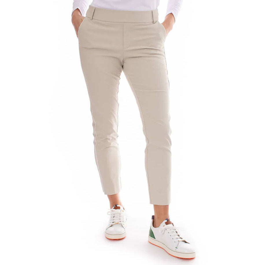 Golftini Women's Stretch Ankle Golf Pants - Khaki/White