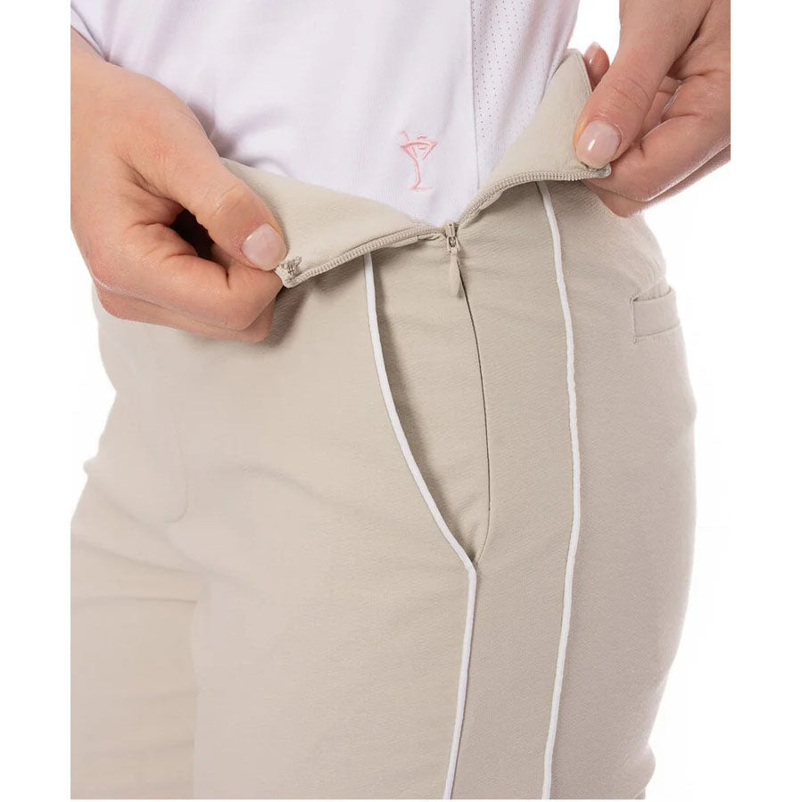 Golftini Women's Stretch Ankle Golf Pants - Khaki/White
