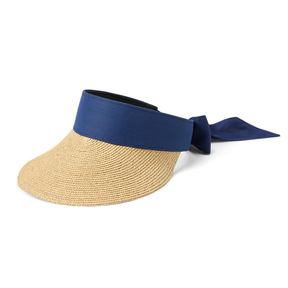 RLX Ralph Lauren Women's Woven Brim Seft-Tie Visor - Refinded Navy
