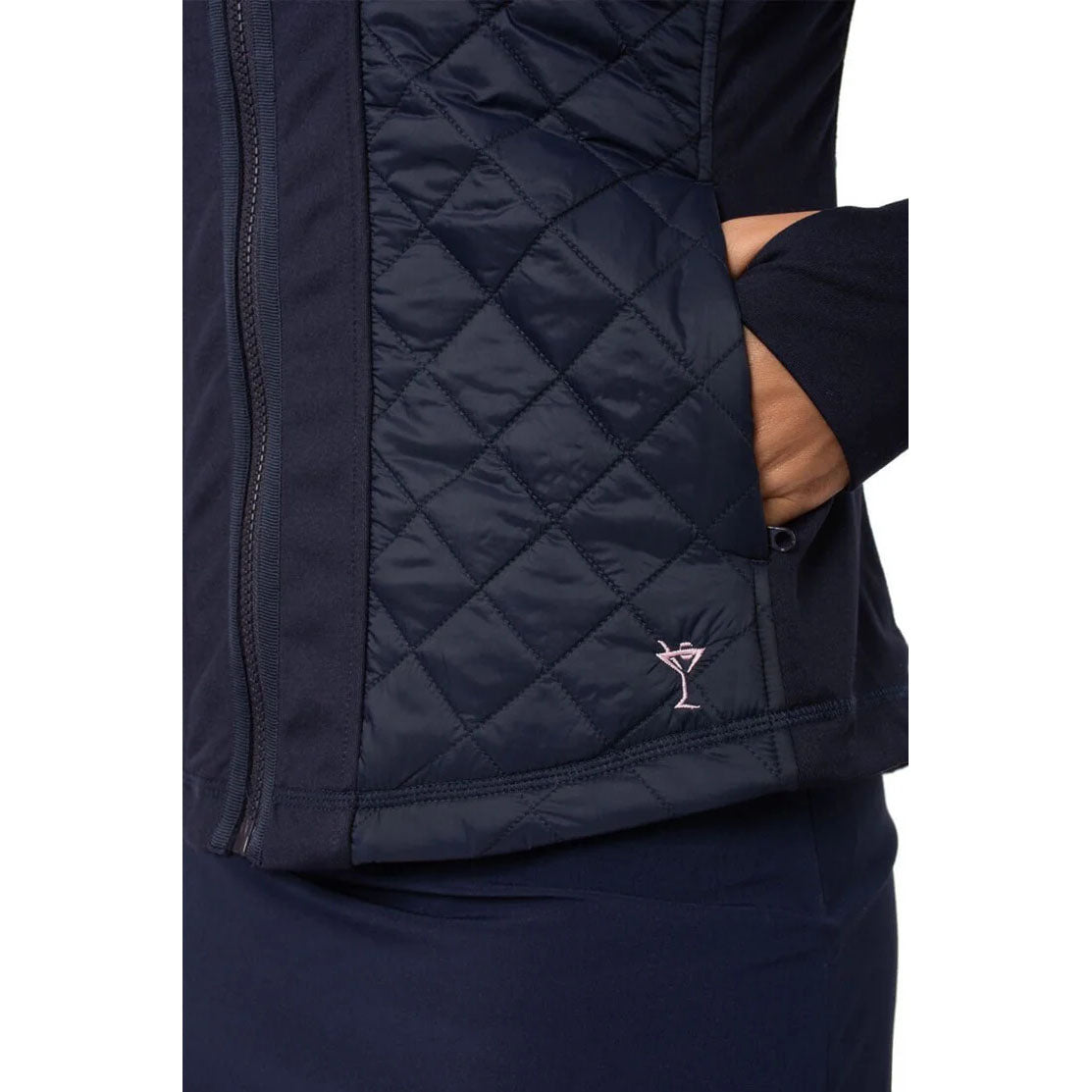 Golftini Women's Hooded Wind Breaker Jacket - Navy/Light Pink