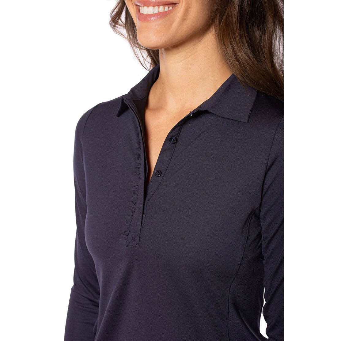 Golftini Women's Long Sleeve Ruffle Golf Shirt - Navy