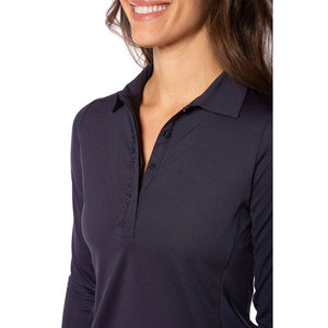 Golftini Women's Long Sleeve Ruffle Golf Shirt - Navy