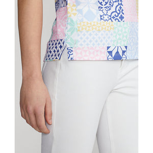 RLX Ralph Lauren Women's Printed Airflow Performance Sleeveless Golf Polo Shirt - Stamped Geo Patchwork