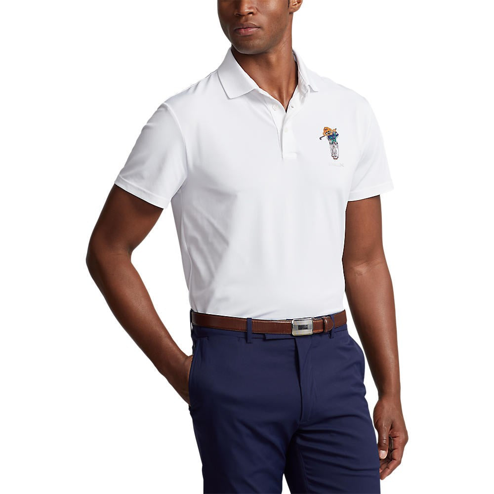 RLX Ralph Lauren Custom Slim Fit Polo Bear Golf Polo Shirt - Pure White