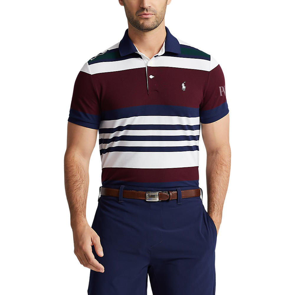 RLX Ralph Lauren Performance Pique Polo - Harvard Wine/Navy Multi