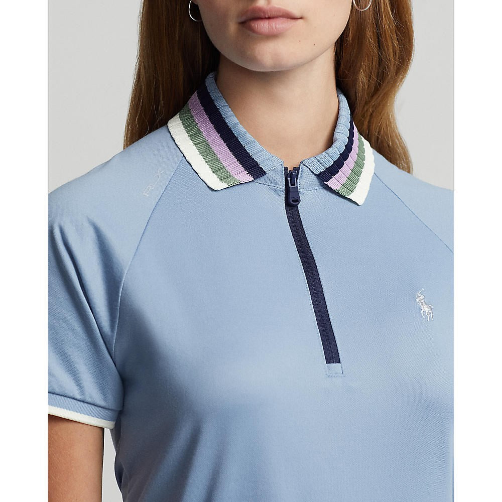 RLX Ralph Lauren Women's Tour Pique 1/4 Zip Golf Polo Shirt - Vessel Blue/Chic Cream