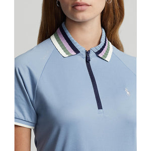 RLX Ralph Lauren Women's Tour Pique 1/4 Zip Golf Polo Shirt - Vessel Blue/Chic Cream