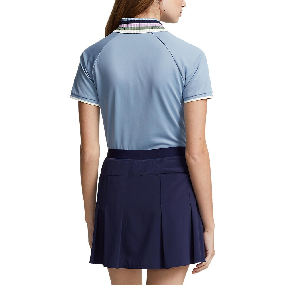RLX Ralph Lauren Women's Tour Pique 1/4 Zip Golf Polo Shirt - Vessel Blue/Chic Cream