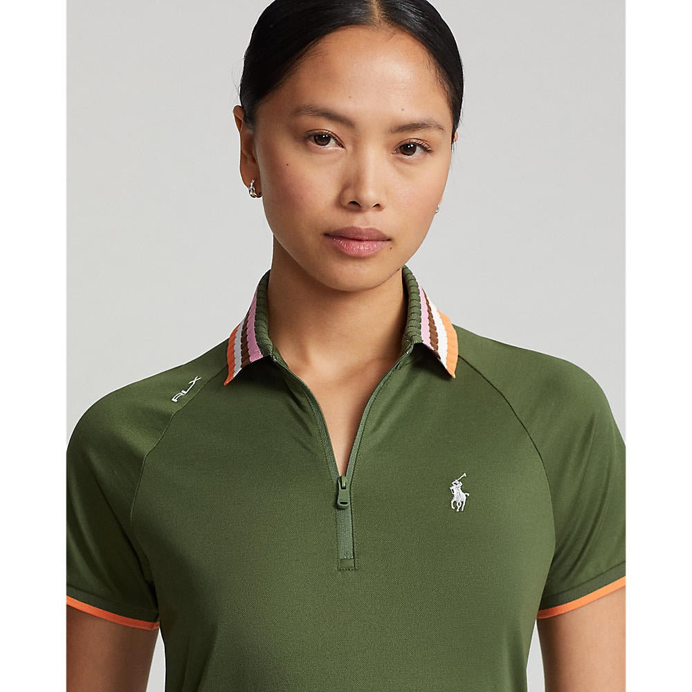 RLX Ralph Lauren Women's Tour Pique 1/4 Zip Golf Polo Shirt - Shamrock Multi
