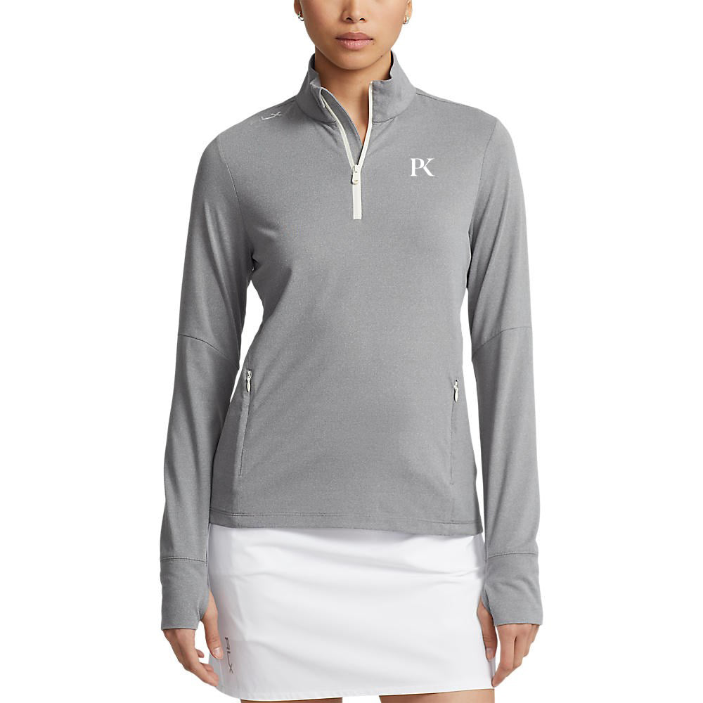 RLX Ralph Lauren Women's Stretch Jersey 1/4 Zip Golf Pullover - Steel Heather/Chic Cream