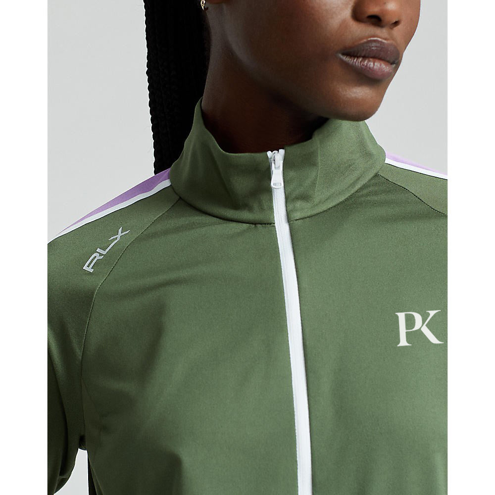 RLX Ralph Lauren Women's Arm Stripe Full Zip Golf Jacket - Shamrock/New Hibiscus