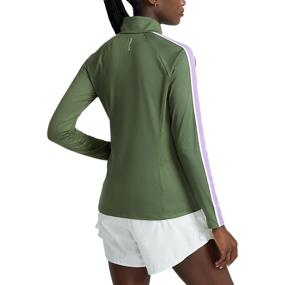 RLX Ralph Lauren Women's Arm Stripe Full Zip Golf Jacket - Shamrock/New Hibiscus
