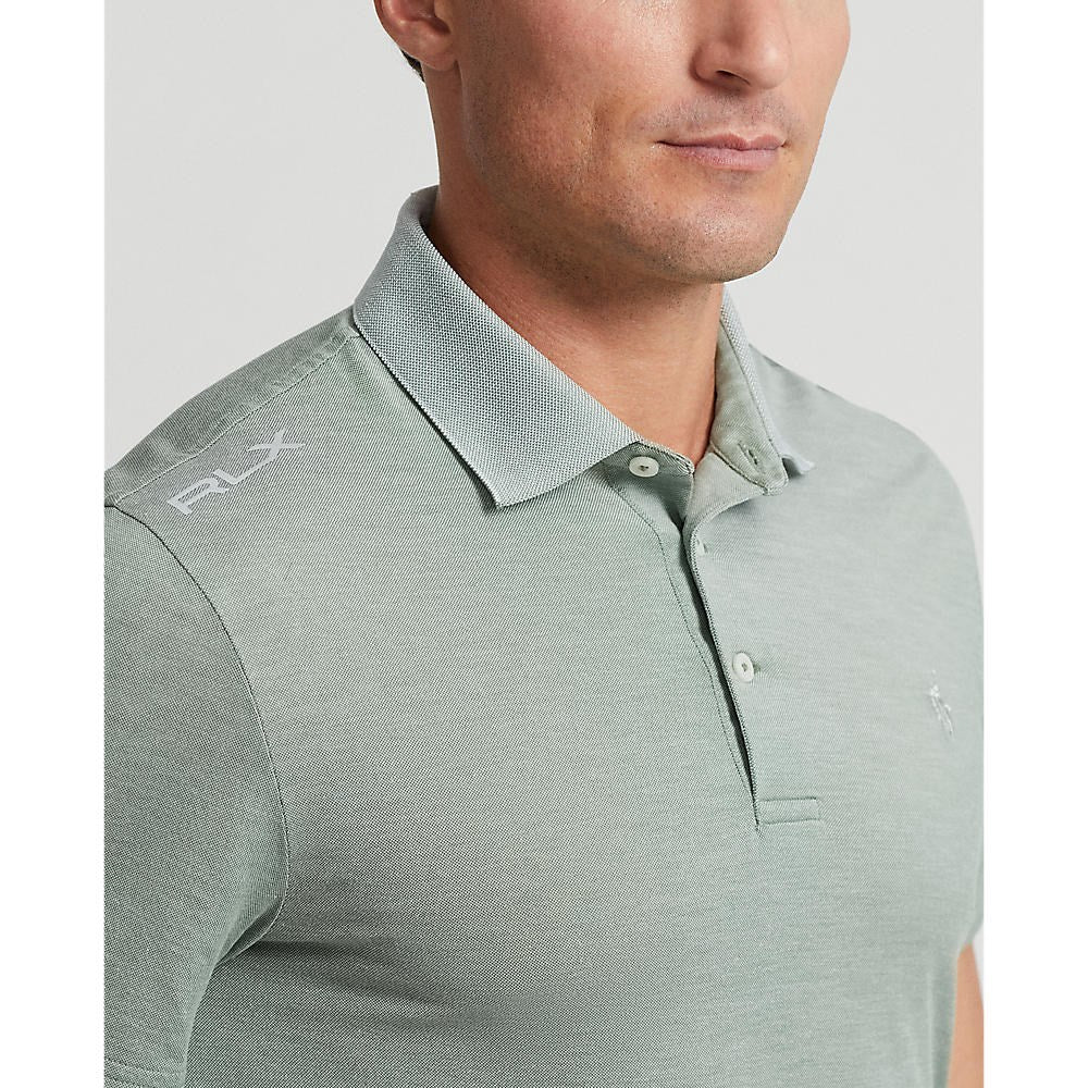 RLX Polo Performance Ralph Lauren Tour Pique Golf Polo Shirt - Fatigue Oxford/White