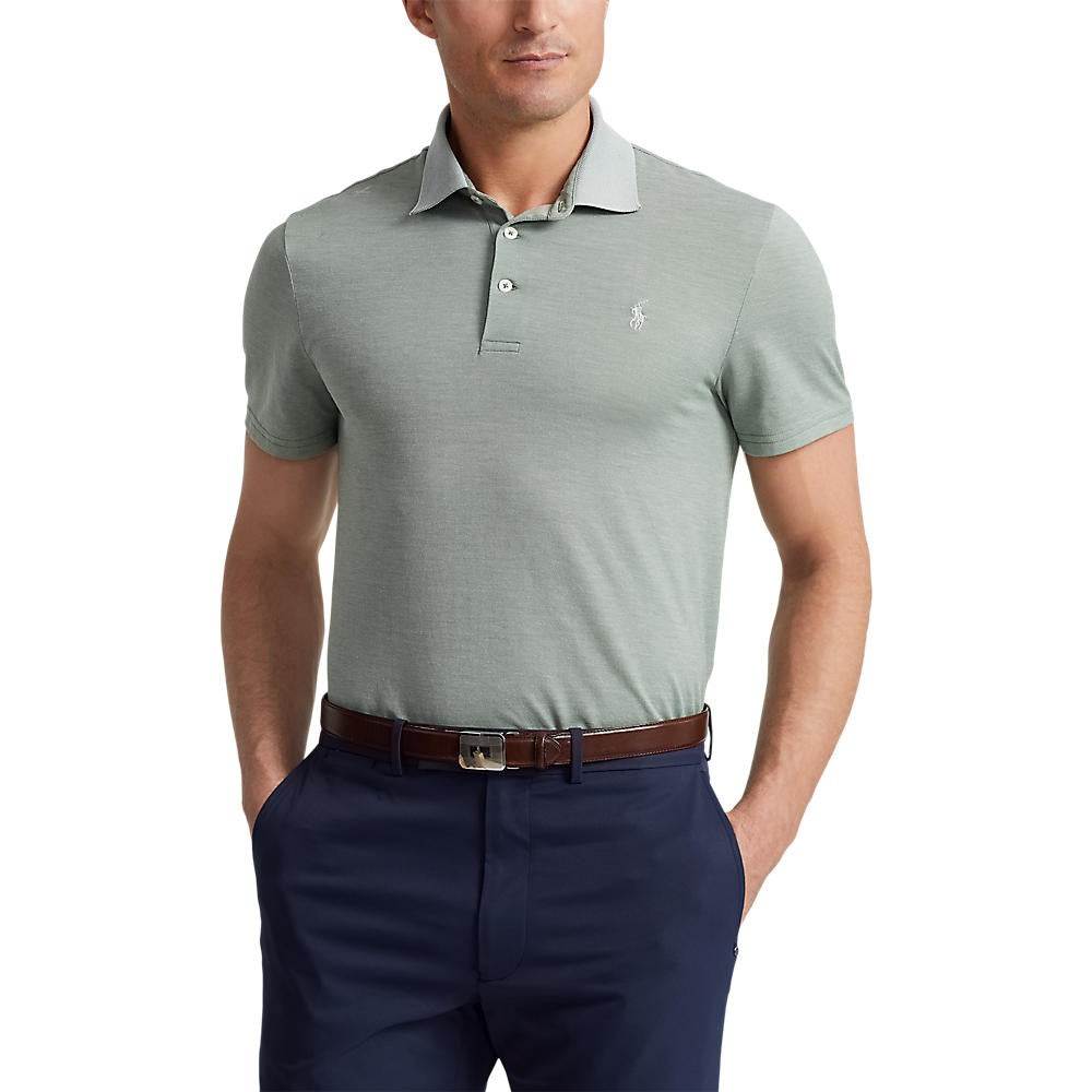 RLX Polo Performance Ralph Lauren Tour Pique Golf Polo Shirt - Fatigue Oxford/White