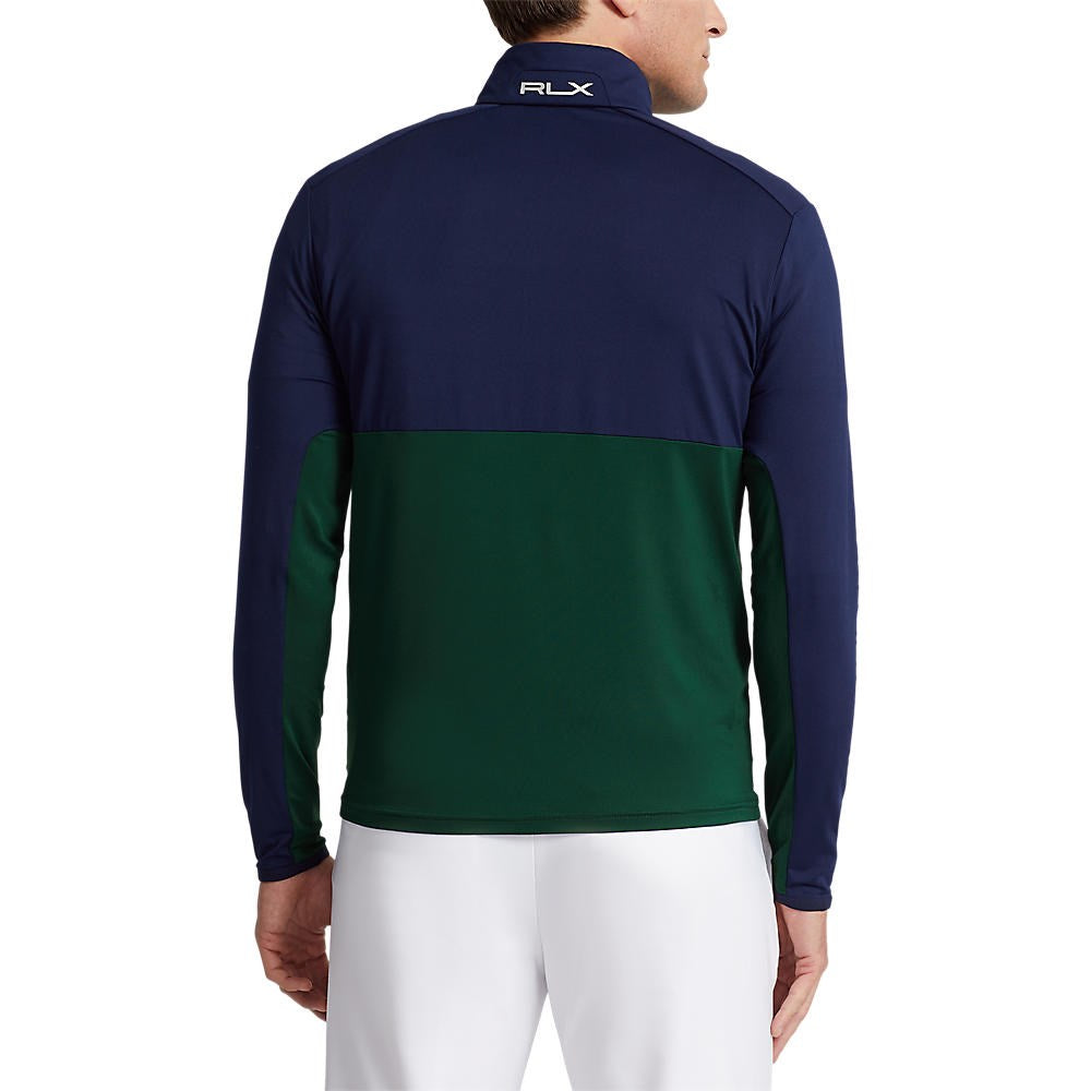 RLX Ralph Lauren Peached Airflow Jersey 1/4 Zip Midlayer - Hunt Club Green/French Navy