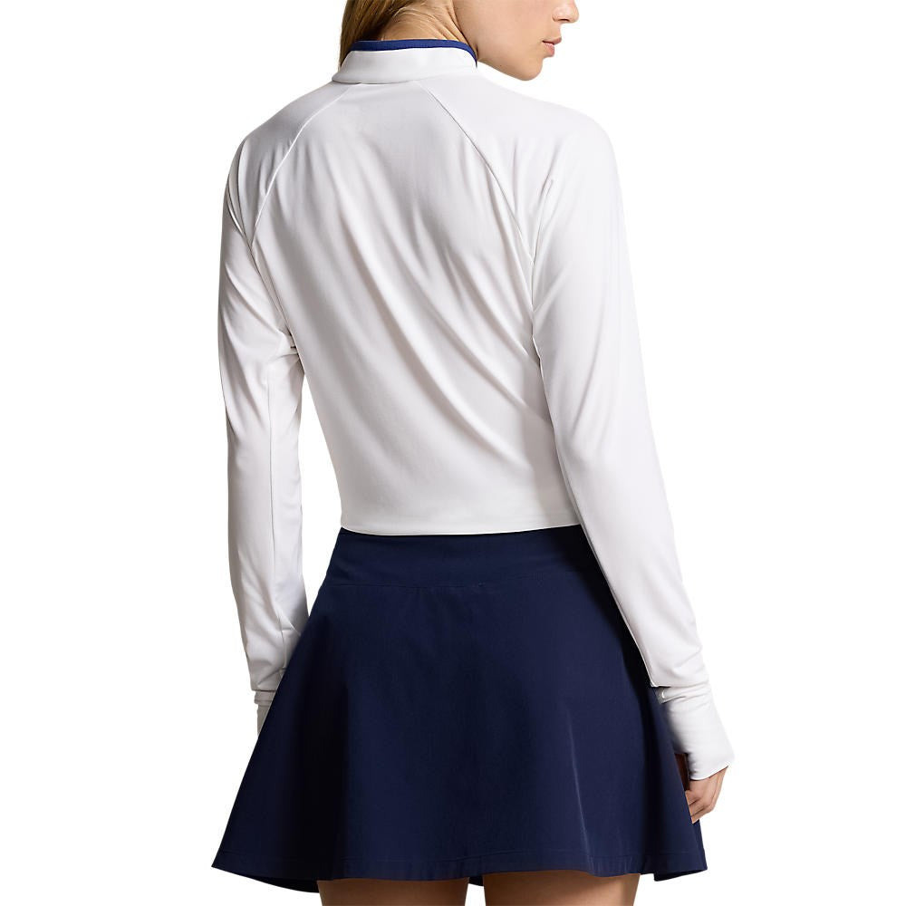 RLX Ralph Lauren Women's Jersey Quarter Zip Golf Pullover - Ceramic White/Navy
