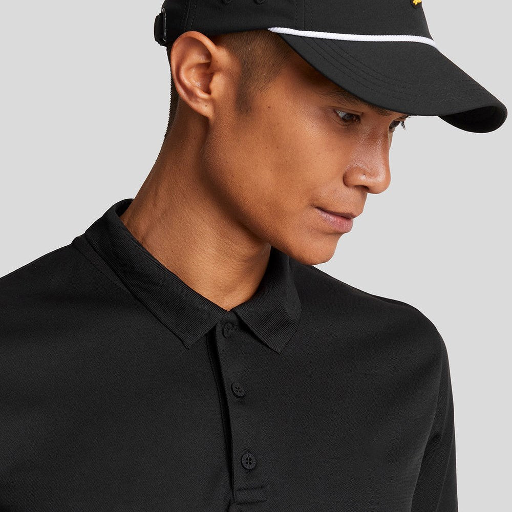 Lyle & Scott Tonal Embroidered Tech Golf Polo Shirt - Jet Black