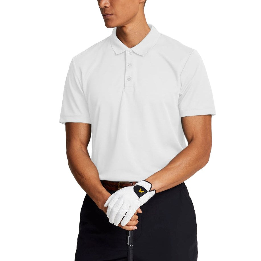Lyle & Scott Tonal Embroidered Tech Golf Polo Shirt - White