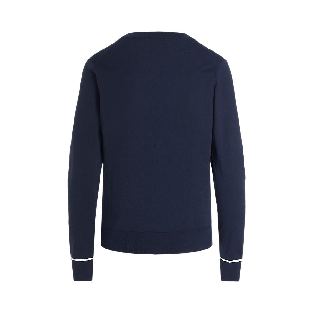 Polo Golf Ralph Lauren Women's Cotton Blend V-Neck Golf Jumper - French Navy/Pure White