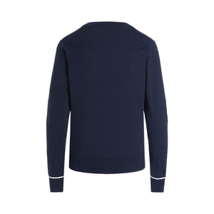 Polo Golf Ralph Lauren Women's Cotton Blend V-Neck Golf Jumper - French Navy/Pure White