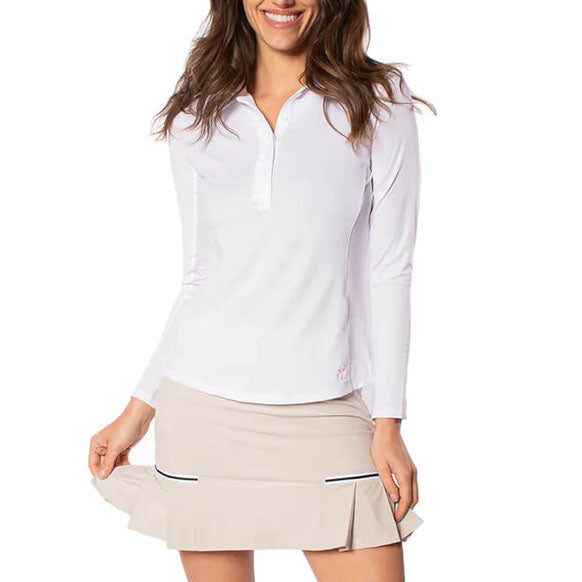 Golftini Women's Long Sleeve Ruffle Golf Shirt - White