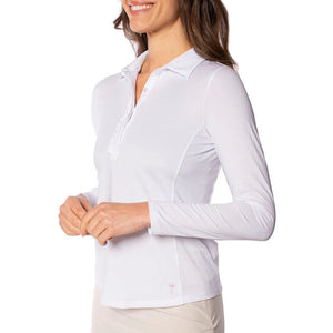 Golftini Women's Long Sleeve Ruffle Golf Shirt - White