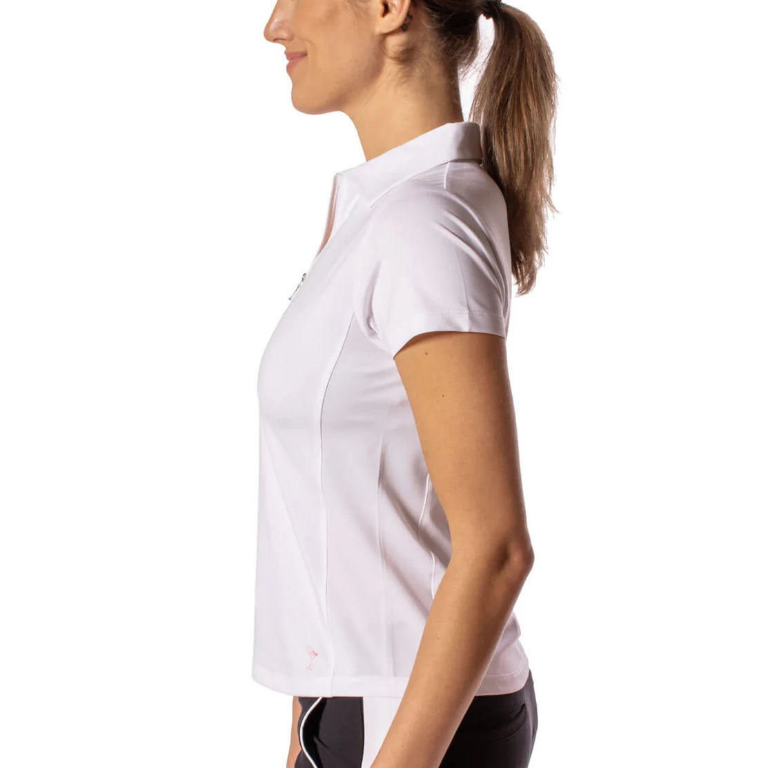 Golftini Women's Short Sleeve Zip Golf Shirt - White