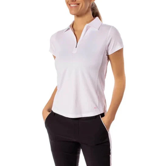 Golftini Women's Short Sleeve Zip Golf Shirt - White