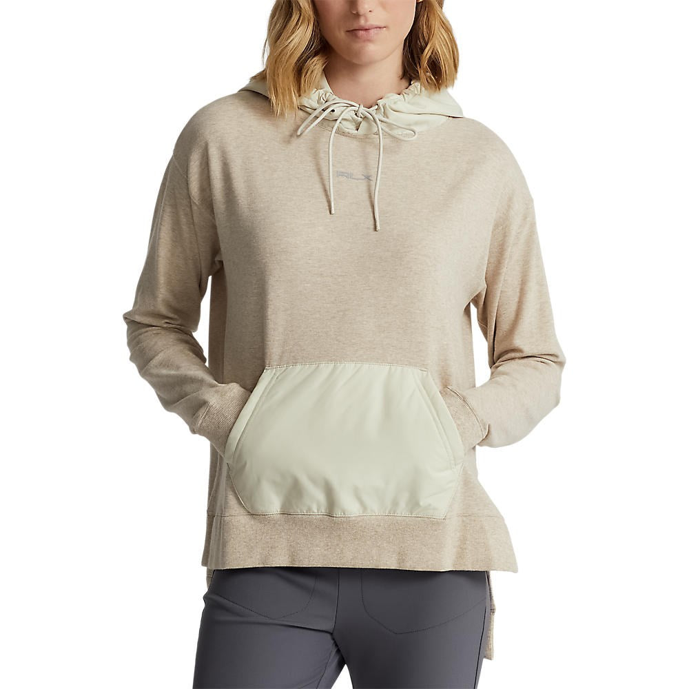 RLX Ralph Lauren Women's Logo Cloud Fleece Hybrid Jersey Hoodie - Sand Heather